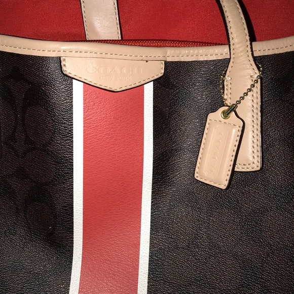 Coach Signature Stripe Carryall Drawstring F30521 - Picture 2 of 4